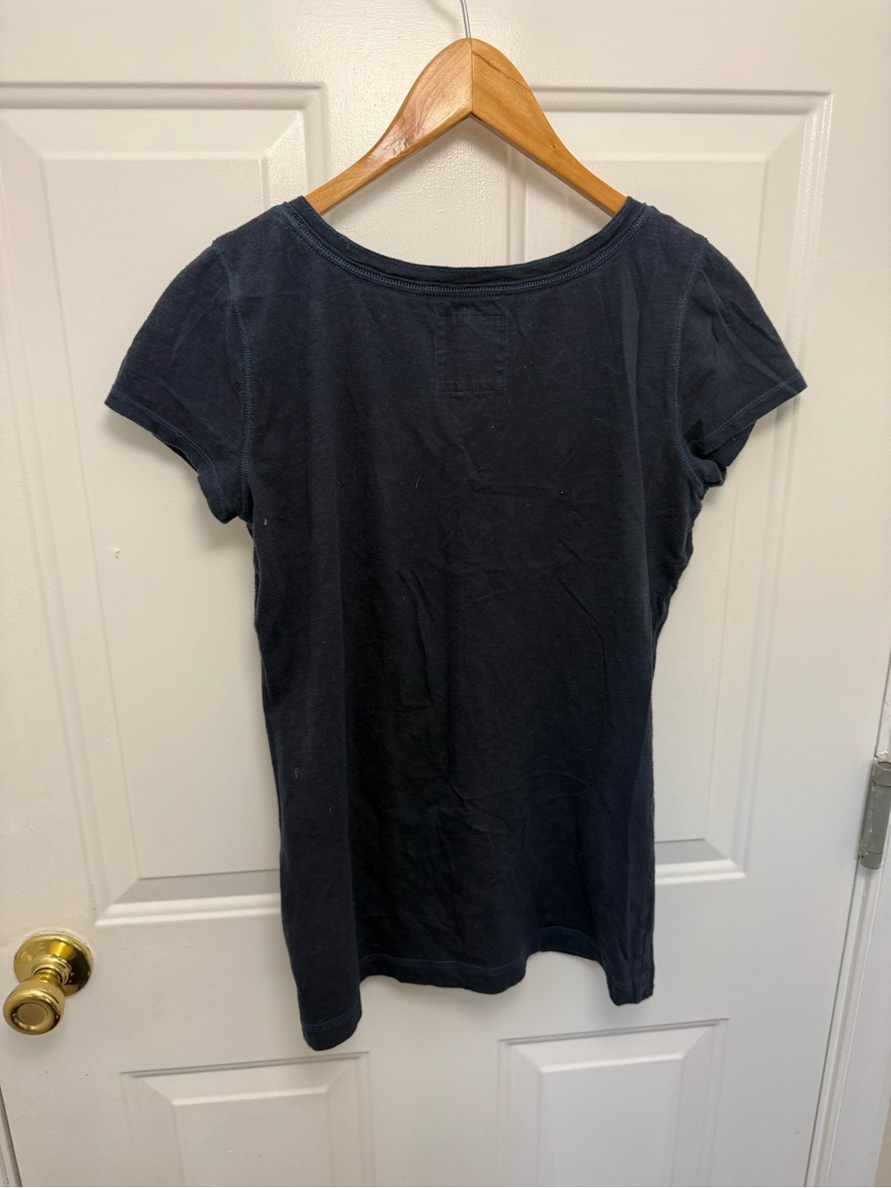 Hollister Navy Blue Bow V Neck T Shirt Size M Y2K Coquette Girl - Picture 6 of 6